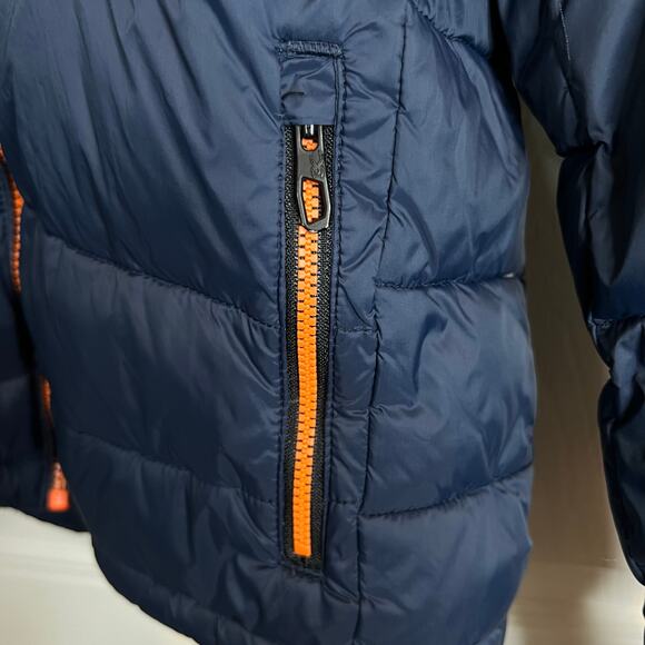SPYDER Hooded Puffer Jacket in Blue & Orange Boys Winter Coat Size 7/8 Youth - Picture 8 of 10